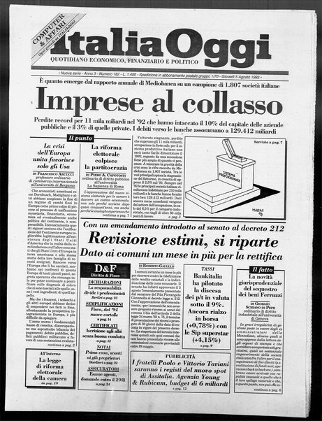 Italia oggi : quotidiano di economia finanza e politica